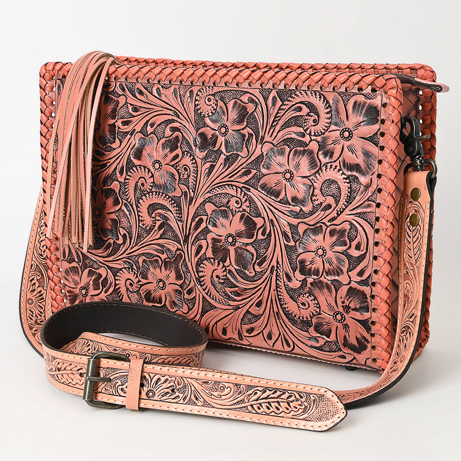 American Darling Hand-Tooled Western Leather Crossbody Bag - Genuine Floral Carved Artisan Purse - Uhorse