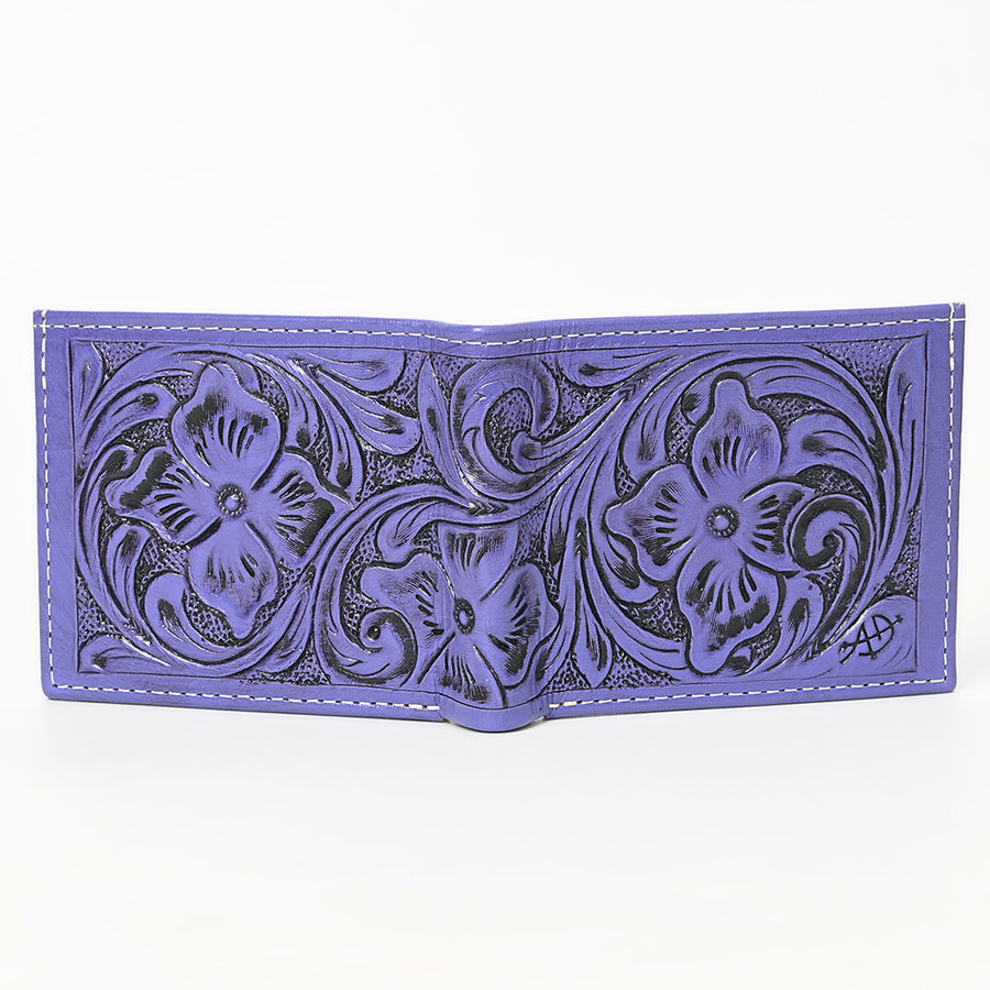 American Darling Western Bifold Wallet Handcrafted from Tooled Genuine Leather | Floral Carved Design with Multiple Card Slots