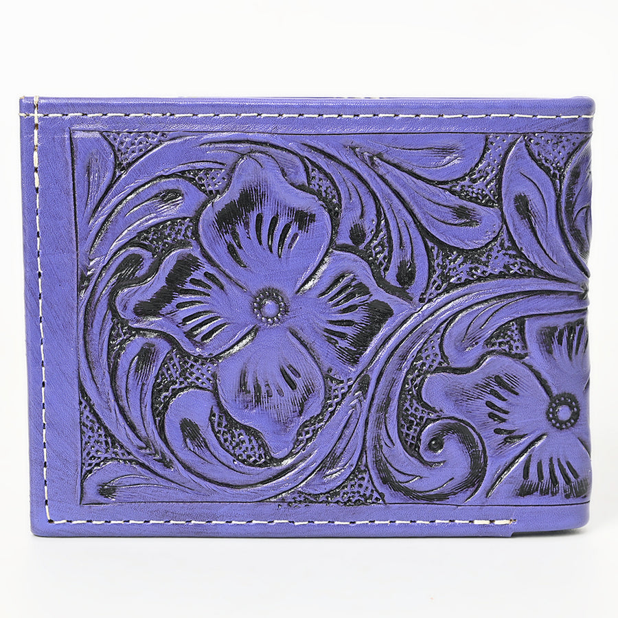 American Darling Western Bifold Wallet Handcrafted from Tooled Genuine Leather | Floral Carved Design with Multiple Card Slots