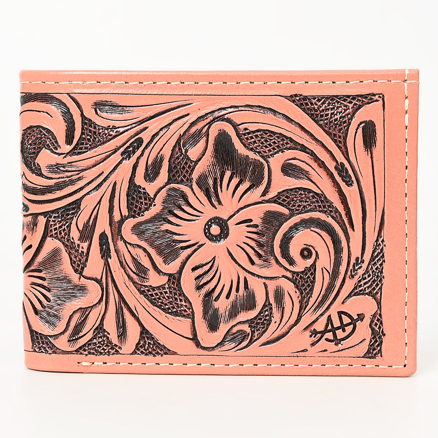 American Darling Western Bifold Wallet Handcrafted from Tooled Genuine Leather | Floral Carved Design with Multiple Card Slots
