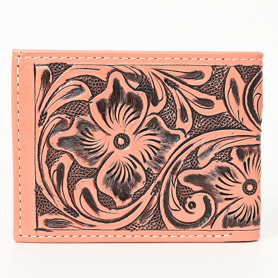 American Darling Western Bifold Wallet Handcrafted from Tooled Genuine Leather | Floral Carved Design with Multiple Card Slots