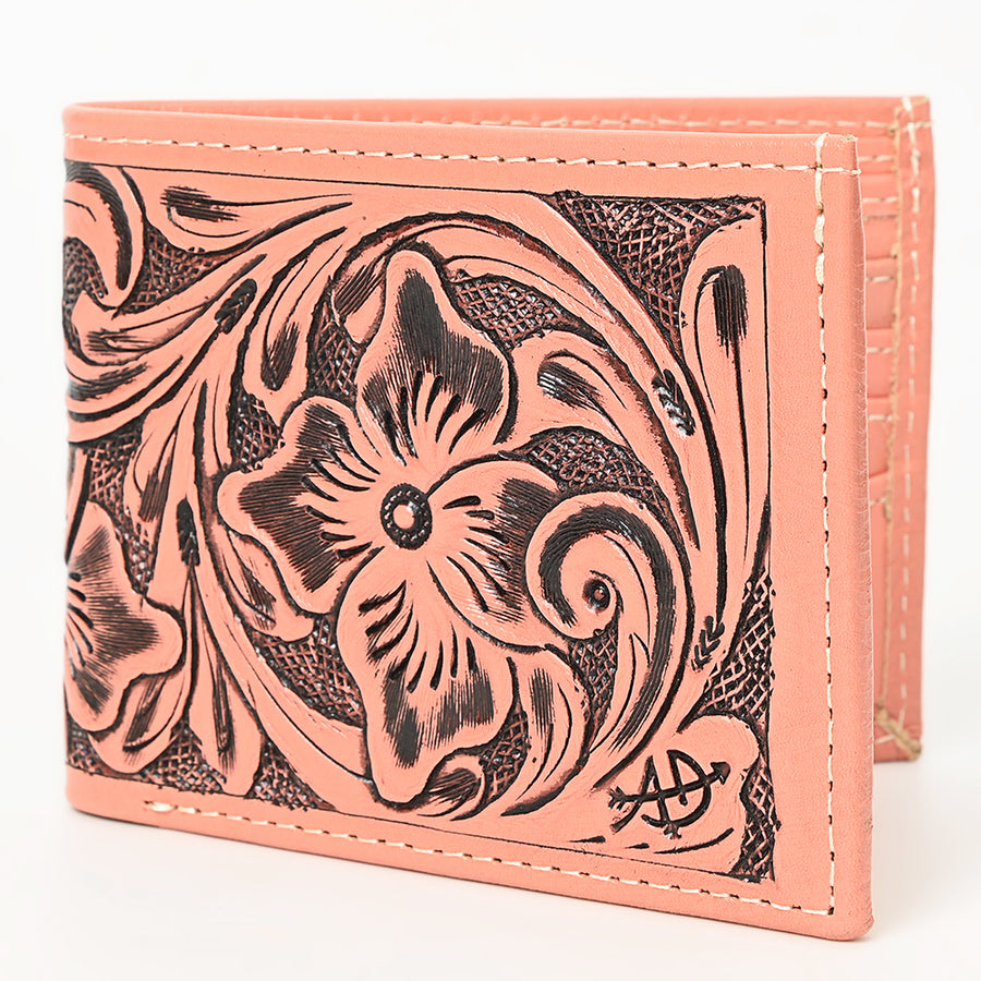American Darling Hand Tooled Leather Bifold Wallet | Floral Carved Purse - Uhorse
