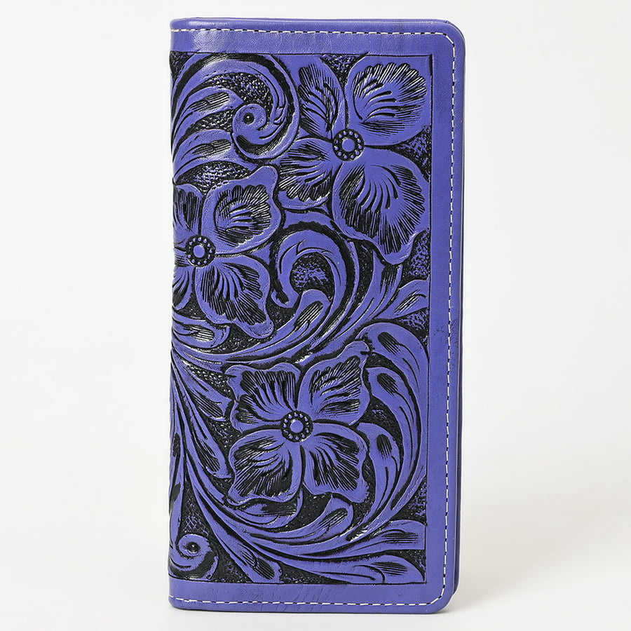 American Darling Hand-Tooled Genuine Leather Wallet Handbag – Floral Carved Western Women’s Wallet with Card Slots & Bill Compartments