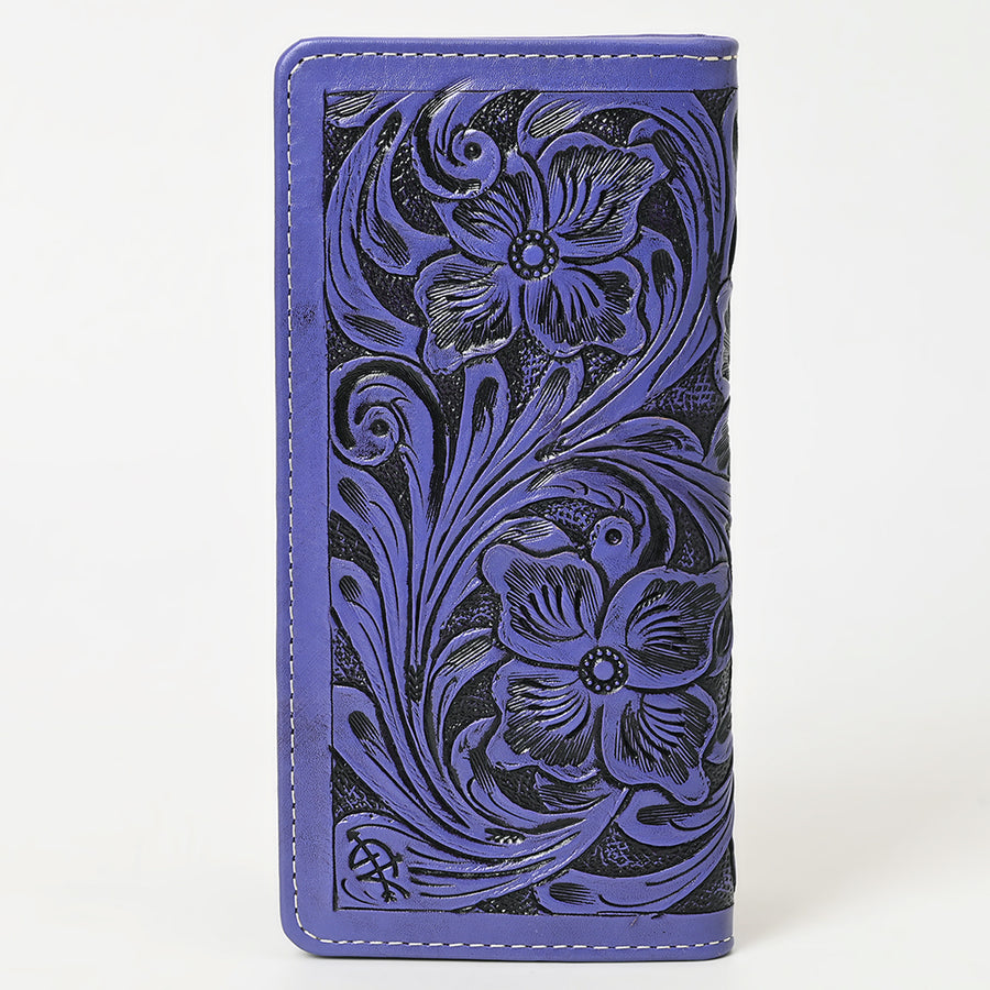 American Darling Hand-Tooled Genuine Leather Wallet Handbag – Floral Carved Western Women’s Wallet with Card Slots & Bill Compartments