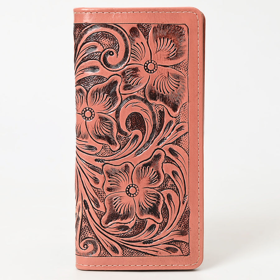 American Darling Hand-Tooled Genuine Leather Wallet Handbag – Floral Carved Western Women’s Wallet with Card Slots & Bill Compartments