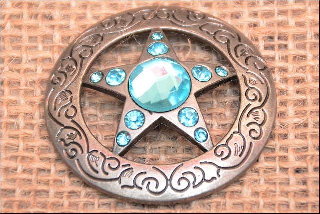 HILASON Western Screw Back Concho Texas Star Crystal Horse Saddle Turquoise Color | Bridle Conchos Slotted