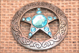 HILASON Western Screw Back Concho Texas Star Crystal Horse Saddle Turquoise Color | Bridle Conchos Slotted