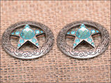HILASON Western Screw Back Concho Texas Star Crystal Horse Saddle Turquoise Color | Bridle Conchos | Slotted Conchos
