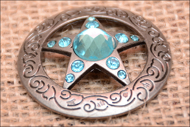 HILASON Western Screw Back Concho Texas Star Crystal Horse Saddle Turquoise Color | Bridle Conchos Slotted
