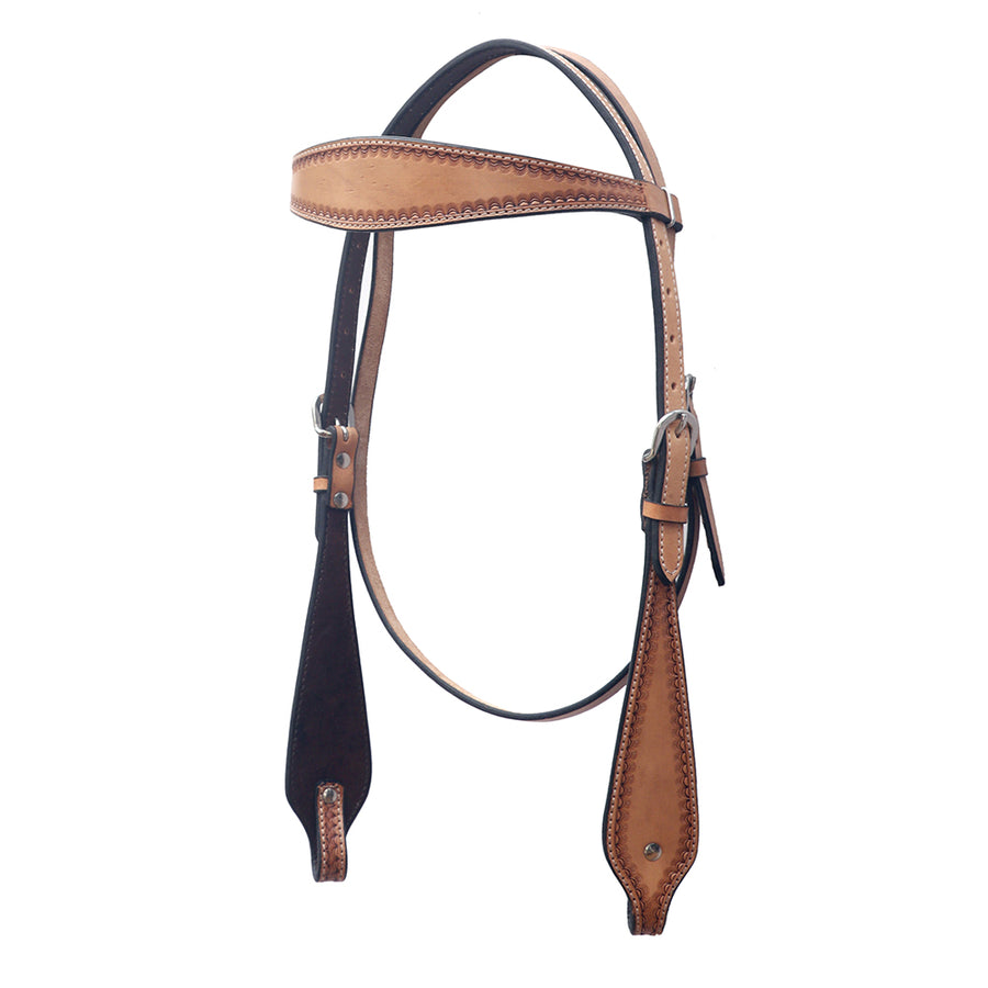 Bar H Equine Western Genuine Leather Horse Headstall Tan - Uhorse