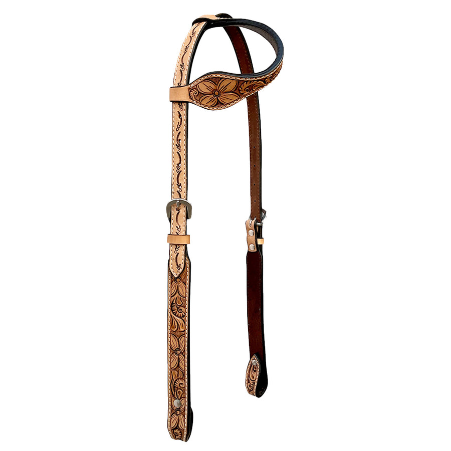 Bar H Equine Western Horse Genuine Leather Floral Carved Tack Set Tan