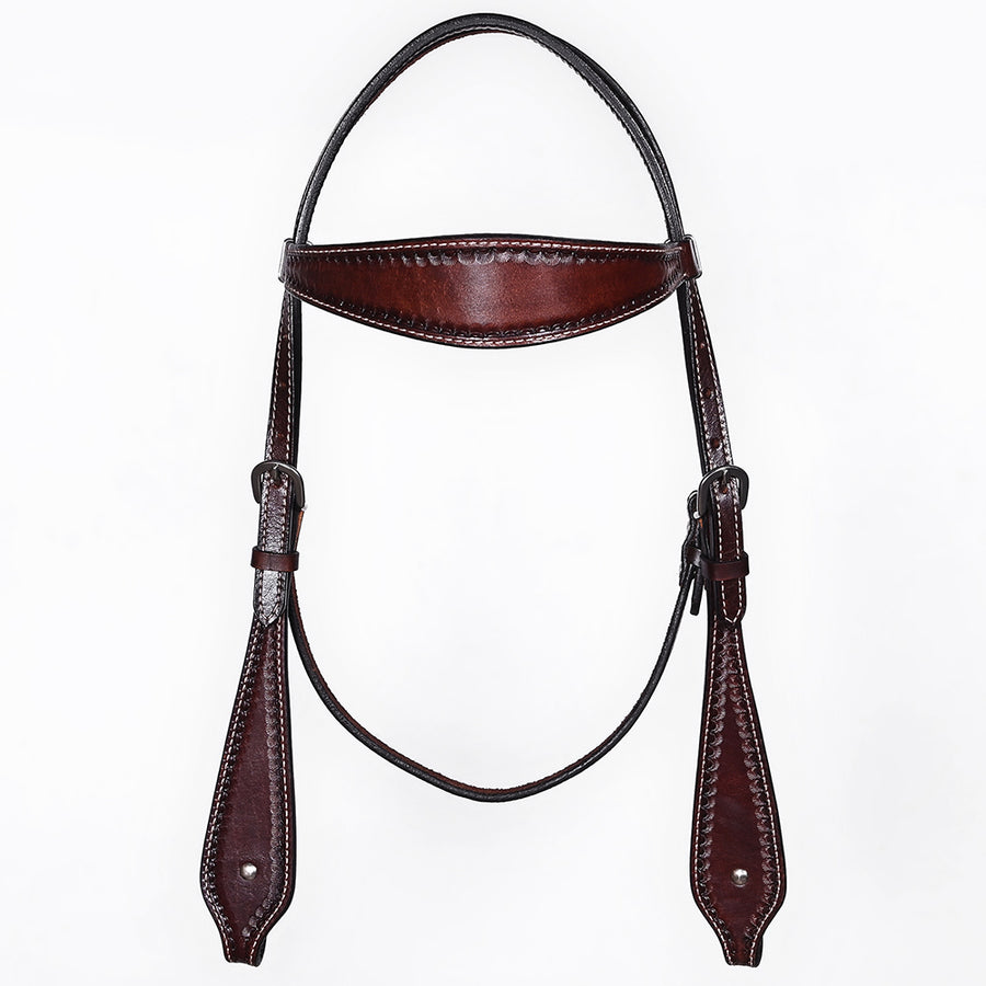 Bar H Equine Western Genuine Leather Horse Tack Set Dark Brown