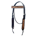 Bar H Equine Western Leather Headstall & Breast Collar Floral Dark Brown