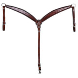 Bar H Equine Western Leather Breast Collar Carved Dark Brown - Bar H Equine