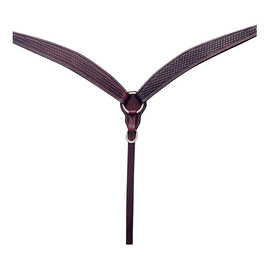 Bar H Equine Western Leather Headstall and Breast Collar Basket Weave Dark Brown - Bar H Equine