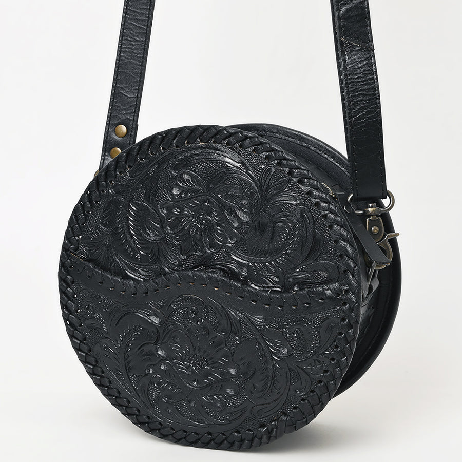 American Darling Western Leather Canteen Bag with Hand-Tooled Floral Detailing | Genuine Leather Crossbody - Uhorse
