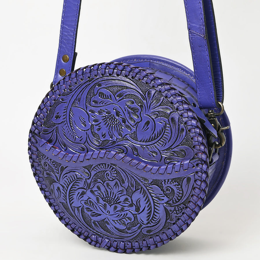 American Darling Western Leather Canteen Bag with Hand-Tooled Floral Detailing | Genuine Leather Crossbody - Uhorse