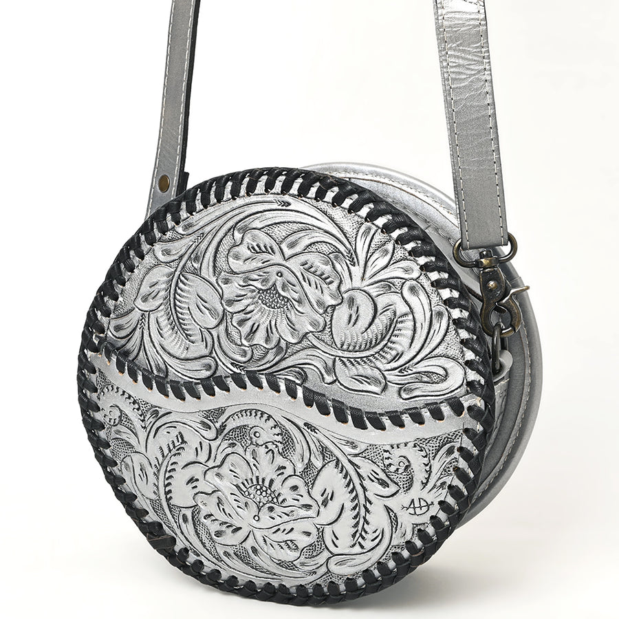 American Darling Western Leather Canteen Bag with Hand-Tooled Floral Detailing | Genuine Leather Crossbody - Uhorse