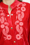 American Darling ADDR003 100% Cotton Denim Women Shirt Jacket Dress Ladies Girl Top Red
