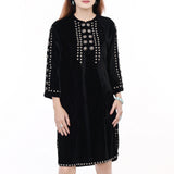 American Darling ADDR006 100% Cotton Denim Women Shirt Jacket Dress Ladies Girl Top Black - Uhorse