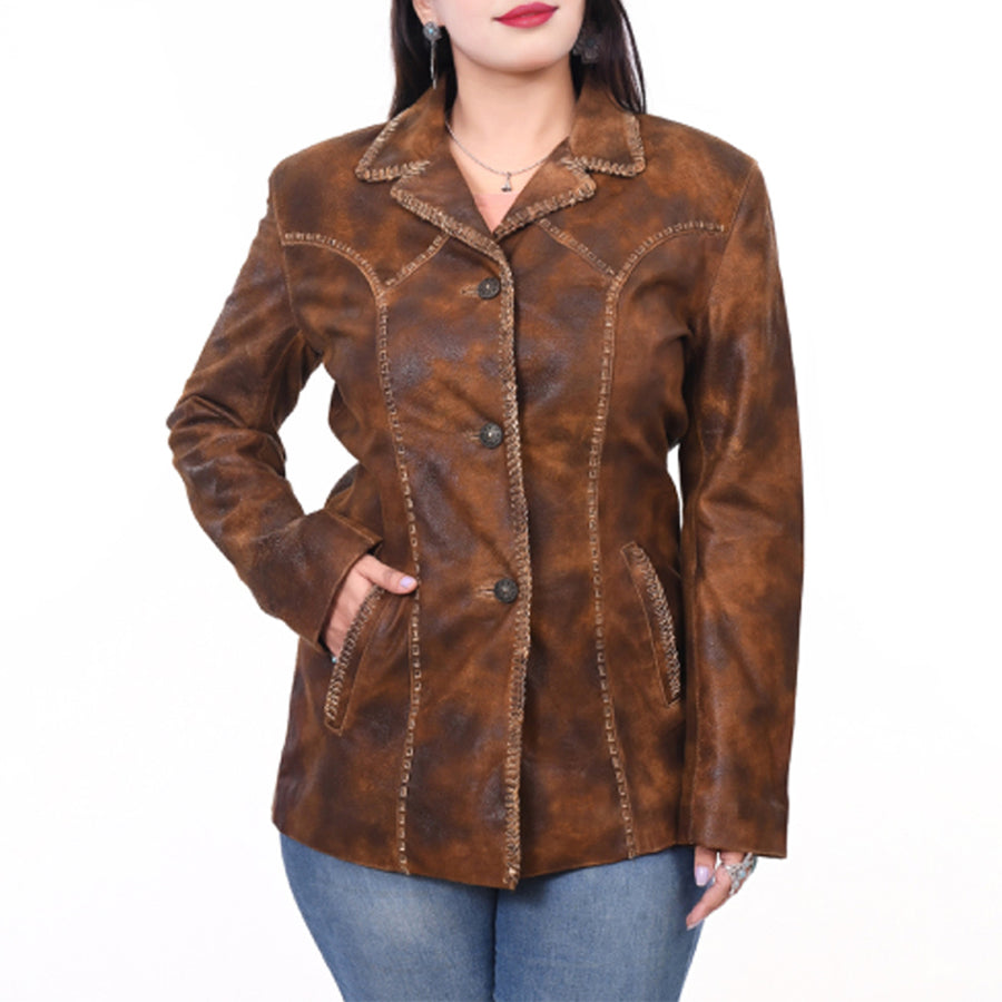ADJKTLTR01 Genuine Vintage leather Women shirt jacket dress ladies girl - Uhorse
