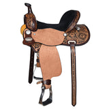 COMFYTACK Horse Barrel Racing American Leather Saddle Floral Dark Brown