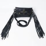 Spaghetti Western SWC147BLK Envelope Vintage Handmade Drum Dyed Genuine European Cowhide Leather Women Bag Western Handbag Purse