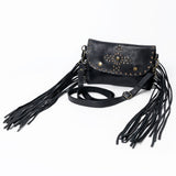 Spaghetti Western SWC147BLK Envelope Vintage Handmade Drum Dyed Genuine European Cowhide Leather Women Bag Western Handbag Purse