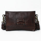 Spaghetti Western Swc147Tan Envelope Vintage Handmade Drum Dyed Genuine European Cowhide Leather Women Bag Western Handbag Purse