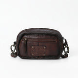 Spaghetti Western Swc166Brn Small Crossbody Vintage Handmade Drum Dyed Genuine European Cowhide Leather Women Bag Western Handbag Purse
