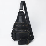 Spaghetti Western Swc191Blk Sling Vintage Handmade Drum Dyed Genuine European Cowhide Leather Women Bag Western Handbag Purse