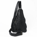 Spaghetti Western Swc191Blk Sling Vintage Handmade Drum Dyed Genuine European Cowhide Leather Women Bag Western Handbag Purse