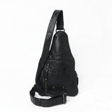 Spaghetti Western Swc191Blk Sling Vintage Handmade Drum Dyed Genuine European Cowhide Leather Women Bag Western Handbag Purse