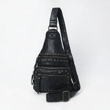 Spaghetti Western Swc191Blk Sling Vintage Handmade Drum Dyed Genuine European Cowhide Leather Women Bag Western Handbag Purse