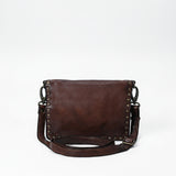 Spaghetti Western Swc193Brn Organiser Vintage Handmade Drum Dyed Genuine European Cowhide Leather Women Bag Western Handbag Purse