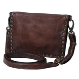 Spaghetti Western Swc193Brn Organiser Vintage Handmade Drum Dyed Genuine European Cowhide Leather Women Bag Western Handbag Purse