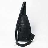 Spaghetti Western Swc202Blk Sling Vintage Handmade Drum Dyed Genuine European Cowhide Leather Women Bag Western Handbag Purse