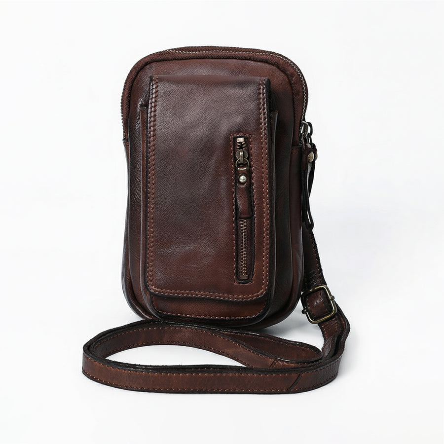 Spaghetti Western Swc210Cg Sling Vintage Handmade Drum Dyed Genuine European Cowhide Leather Women Bag Western Handbag Purse