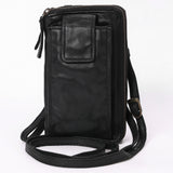 Spaghetti Western Swc213Blk Sling Vintage Handmade Drum Dyed Genuine European Cowhide Leather Women Bag Western Handbag Purse