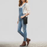 Spaghetti Western Swc213Blk Sling Vintage Handmade Drum Dyed Genuine European Cowhide Leather Women Bag Western Handbag Purse