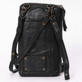 Spaghetti Western Swc213Blk Sling Vintage Handmade Drum Dyed Genuine European Cowhide Leather Women Bag Western Handbag Purse