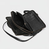 Spaghetti Western Swc213Blk Sling Vintage Handmade Drum Dyed Genuine European Cowhide Leather Women Bag Western Handbag Purse