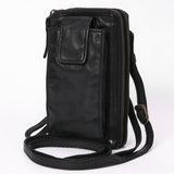 Spaghetti Western Swc213Blk Sling Vintage Handmade Drum Dyed Genuine European Cowhide Leather Women Bag Western Handbag Purse