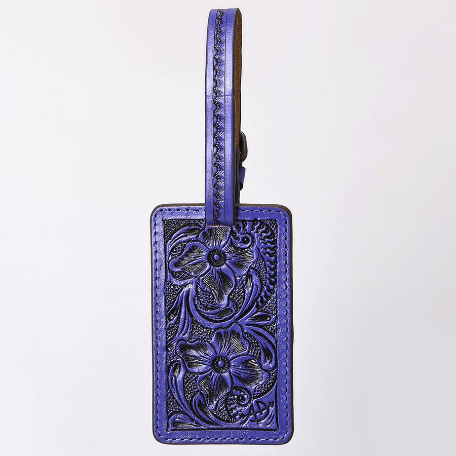 American Darling Western Leather Hand-Tooled Card Holder – Genuine Leather Travel ID Tag with Strap