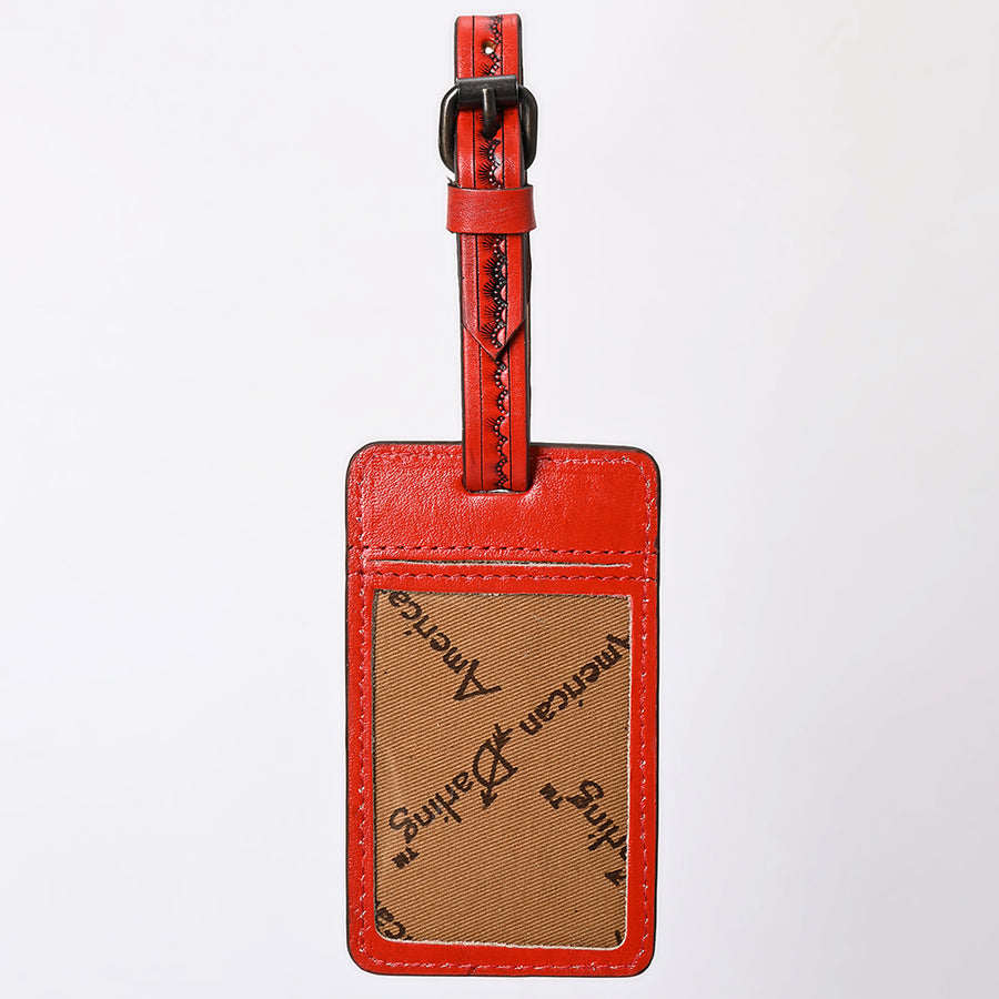 American Darling Western Leather Hand-Tooled Card Holder – Genuine Leather Travel ID Tag with Strap