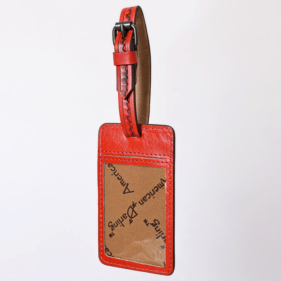 American Darling Western Leather Hand-Tooled Card Holder – Genuine Leather Travel ID Tag with Strap
