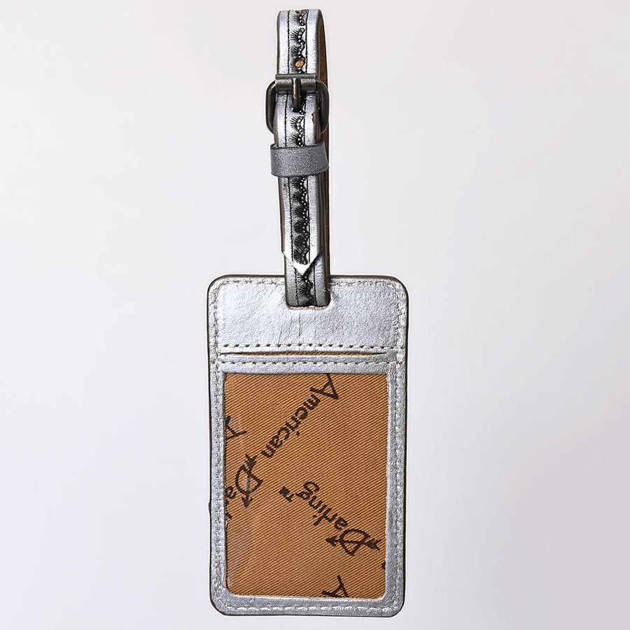 American Darling Western Leather Hand-Tooled Card Holder – Genuine Leather Travel ID Tag with Strap