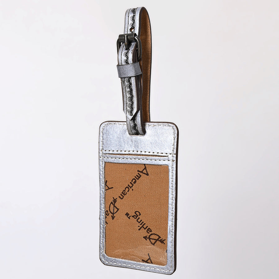 American Darling Western Leather Hand-Tooled Card Holder – Genuine Leather Travel ID Tag with Strap