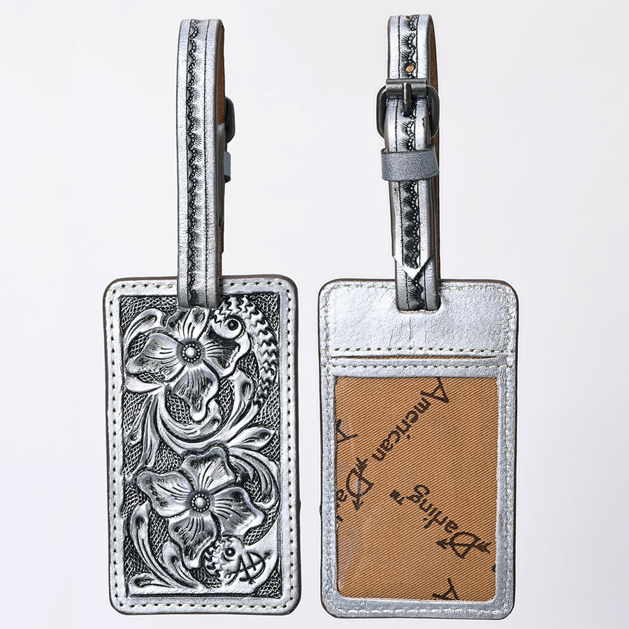 American Darling Western Leather Hand-Tooled Card Holder with Strap | Genuine Leather Travel ID Tag - Uhorse