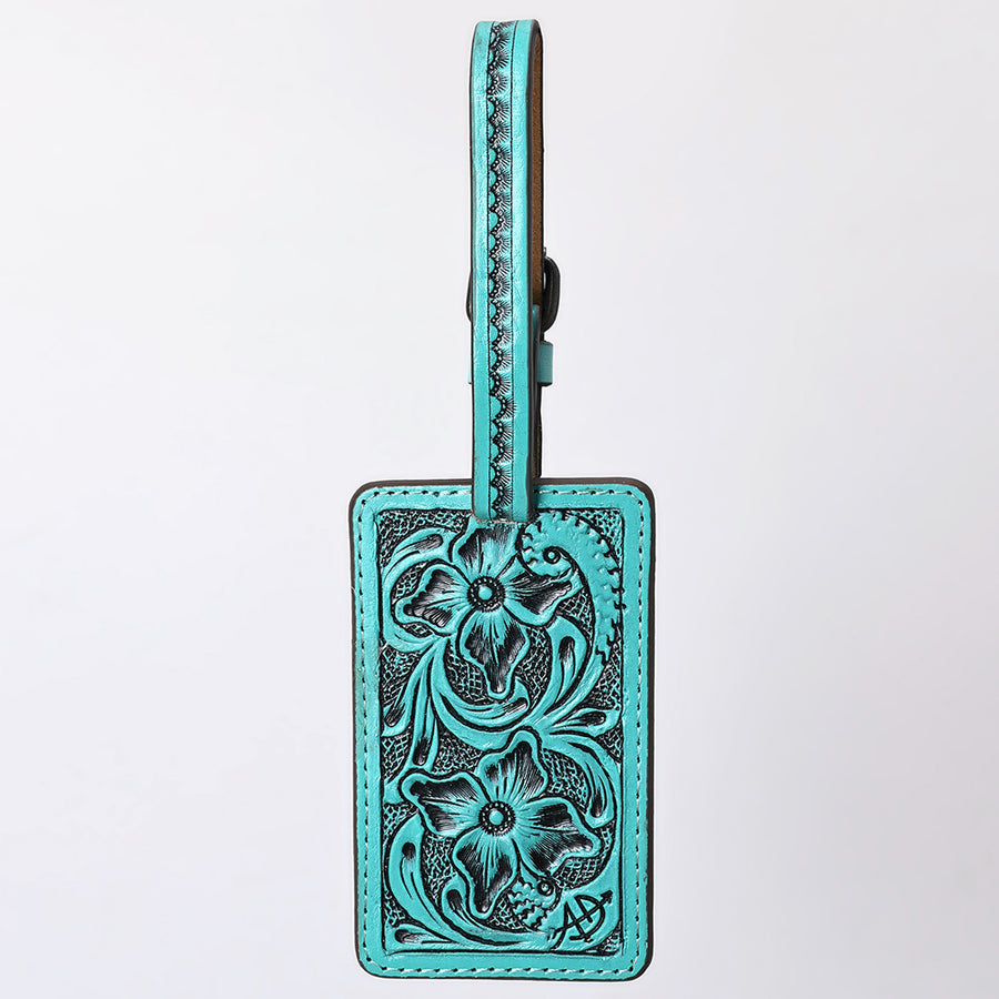 American Darling Western Leather Hand-Tooled Card Holder – Genuine Leather Travel ID Tag with Strap